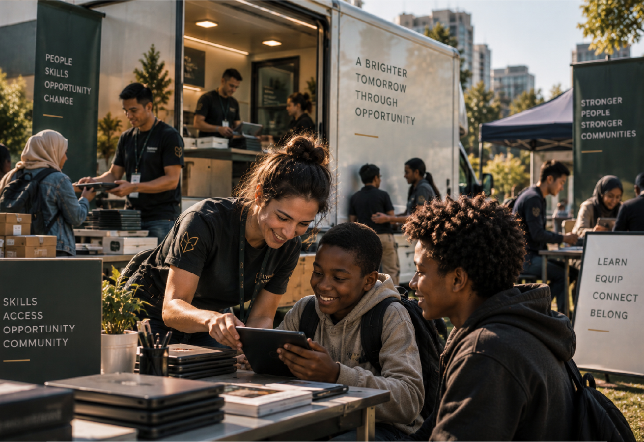 People collaborating on an impact initiative